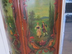 QUEEN ANNE STYLE CORNER CABINET, HAND PAINTED ,Vintage