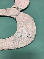 Decorative Salvage Tin Ceiling 16″ Patchwork Pink Metal VTG Letter B 1788-24B