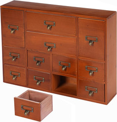 Brown 12-Drawer Vintage Apothecary Cabinet, Stackable for Herbs/Tea/Stationery