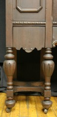 Antique Vintage Wood Wooden Bowed Glass Curio China Cabinet Server Breakfront