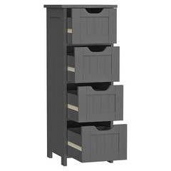 Slim Wood Bathroom Sideboard 4 Drawers Gray Narrow Storage Cabinet Toilet Paper
