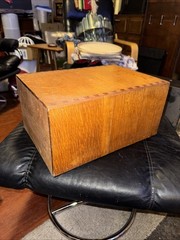Vtg 1 Drawer Library Card Catalog Box Index File 15x10x7 Dovetail 5×8 Card