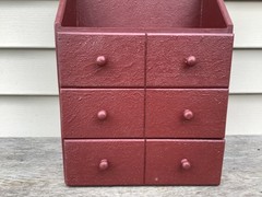 Vintage Handmade 3 Drawer Spice Or Apothecary Cabinet Red Paint