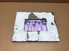 VTG Shabby White Photo 4×6 Patchwork Tin Ceiling Picture Frame Chic Old 673-26B