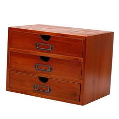 Stackable Apothecary Cabinet 3 Drawer Desk Organizer Vintage Library