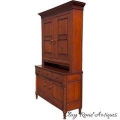 Antique Sheraton Dutch cupboard step back raised panel 8 drawers country farm