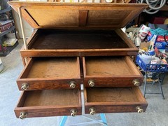 Antique American Clark’s O.N.T. Oak Spool Cabinet /Mercantile Desk, c. 1892 ….