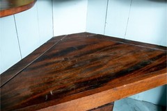 19th Century American Federal Oak Corner Cabinet With Painted Interior