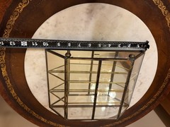 3 Shelves Brass & Glass w/ Mirror Double Glass Doors Tabletop Display