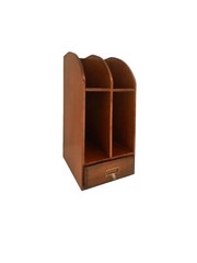 File Box Organizer with Drawer Vintage Wood Desktop