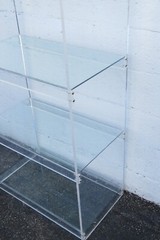 Mid Century Lucite and Glass Etagere Open Shelf Display Cabinet 5130