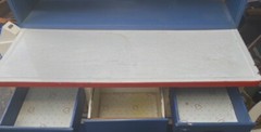 Antique Hoosier Style Cabinet Flour Sifter Enamel Slide Top Farmhouse Cabinet