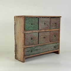 Americana Primitive Antique Apothecary Cabinet/Chest With Distressed Multi Color