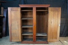 Primitive Antique American Victorian Poplar Closet Cupboard Linen Press Cabinet