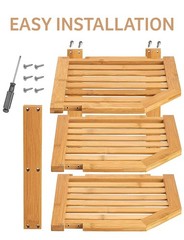 RoyalHouse Bamboo 3-Tier Corner Shelf Organizer for Bamboo, Natural