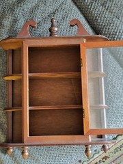 Antique/Vintage Dark Wood Curio Wood Curio Cabinet Wall mount or tabletop