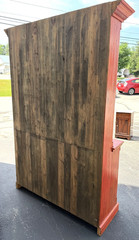 English One Piece Pine Step Back Cupboard in Red Wash