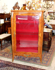Antique French Rosewood Napoleon III Display Cabinet Glass Door