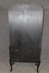 Chinoiserie Ebonized and Paint Decorated Georgian Style 1960’s China Cabinet