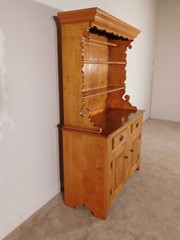 Circa 1953 BONENBERGER Tiger Maple 2 PC Kitchen Dining Stepback Cabinet Hutch