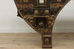Indian Antique Carved & Painted Giant 9′ Granary Cabinet #52037