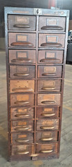 Antique 20 Drawer Lovely mitered Hardwood Wood Cabinet – USA -b