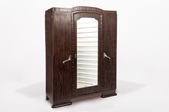 Antique 1940s French Art Deco Macassar Ebony Wood Wardrobe Armoire Cabinet