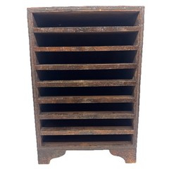 Antique Asian 8 Drawer Wooden Metal Handmade Jewelry/Spice Organizer Cabinet