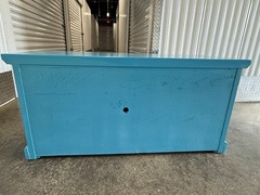 Pair 1970’s Turquoise Cabinets W Studded Steel Doors