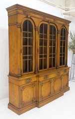 Karges Fine Fruitwood Mid Century Modern Beveled Glass Breakfront Cabinet MINT