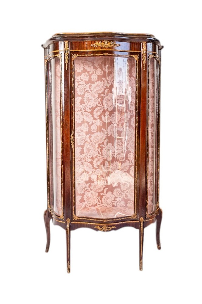 Late 19th C Antique French Louis XV Ormolu Gilt Mahogany Bronze Cabinet Display