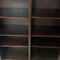 VTG 1950 Mid-Century Hand Made Walnut Wood & Glass Door 49″H Cabinet – 6 Shelf