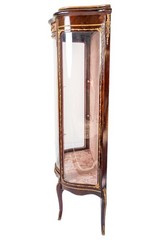 Late 19th C Antique French Louis XV Ormolu Gilt Mahogany Bronze Cabinet Display
