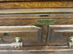 ANTIQUE HARVARD CO ROLL TOP OAK DENTAL CABINET
