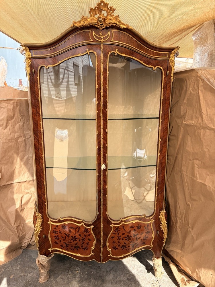 19 Century Art Object Real MuseumDisplay DeskBronze Metal Glass And Massive Wood