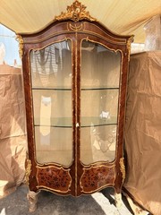 19 Century Art Object Real MuseumDisplay DeskBronze Metal Glass And Massive Wood