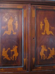 Antique Apothecary Corner cab English Penwork late C1700 Walnut holly inlay