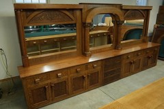 Antique Quarter Sawn Tiger Oak Back Bar and Front Bar