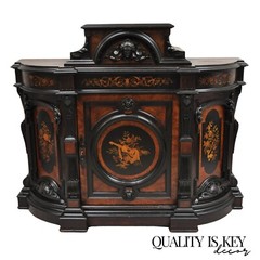 Victorian Ebonized Rosewood Figural Carved Parlor Cabinet attr. Pottier & Stymus