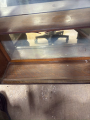 Antique tiger oak quarter sawn hanging cabinet curio keys beveled glass