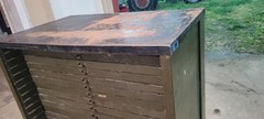 Hamilton Mfg. Co. Vintage Metal Cabinet With Wood Drawers