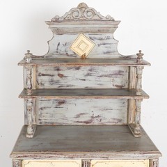Gray Painted Pine Small Cupboard Cabinet, Hungary circa 1880
