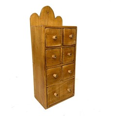 Antique Wooden Wall Apothecary Spice Chest Cabinet 7 Drawers Primitive Farmhouse