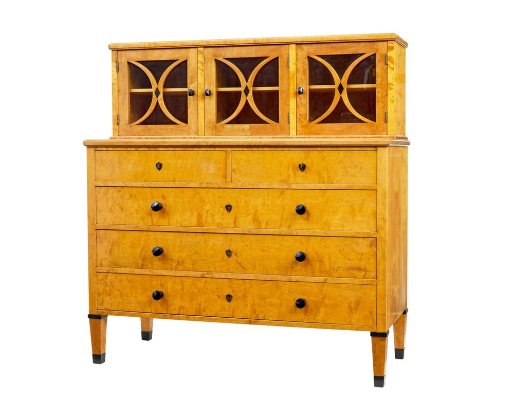 LATE 19TH CENTURY SWEDISH BIRCH ART NOUVEAU CABINET ON CHEST