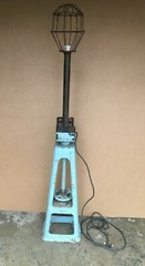 VTG Steampunk Industrial House Shop Garage Jack Floor Lamp Old Blue 349-26B