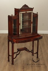 Chinese Chippendale Style Mahogany Vitrine Display Cabinet