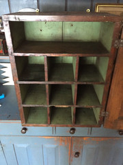 antique country panel wall cupboard hanging cabinet primitive box pine painted