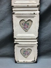 VTG 5×23 Multi Quad 3″ Heart Photo Tin Ceiling Metal Picture Frame Old 1849-25B