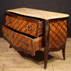 French inlaid commode furniture dresser 2 drawers Louis XV style marble 900