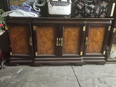 Stunning Cherrywood and glass curio cabinet two pieces w/ lights beveled glass